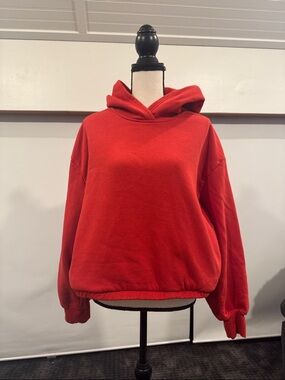 Zella Orange ish Red Hooded Pullover Sweatshirt